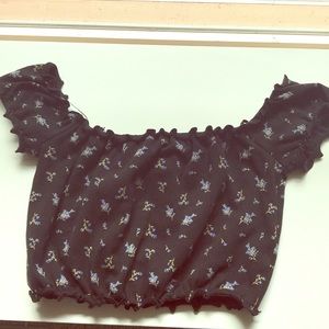 Floral Small cropped scrunched tank top